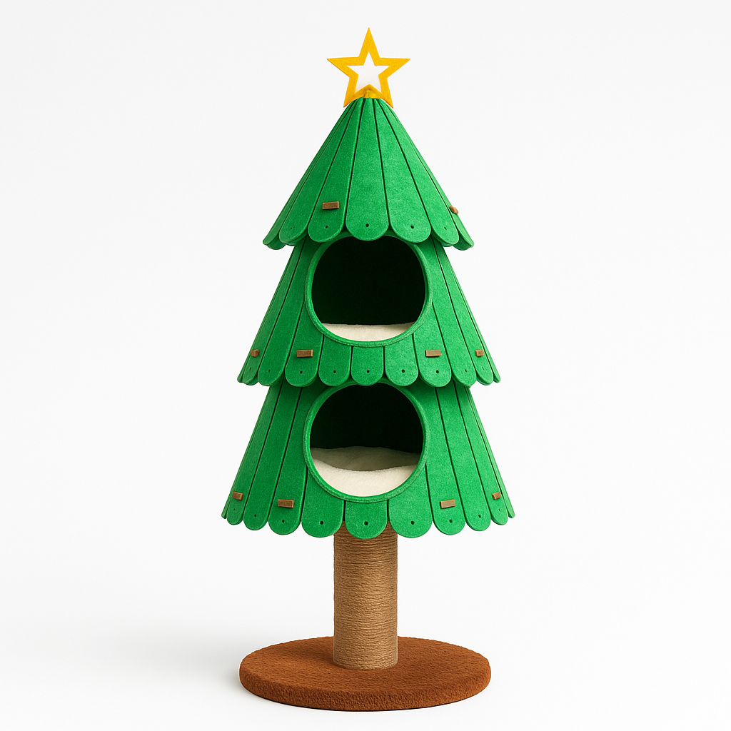 Christmas Tree Cat Climbing