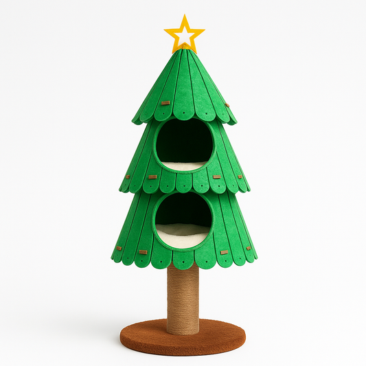 Christmas Tree Cat Climbing