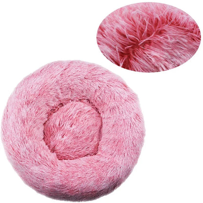 Plush Round Pet Bed for Dogs & Cats