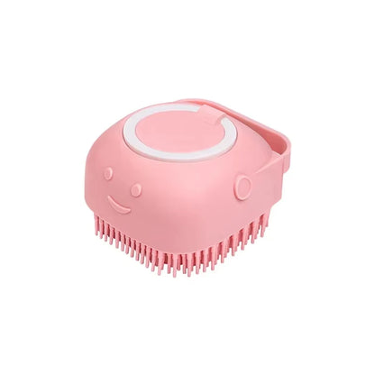 Silicone Dog and Cat Pet Bath Massage Brush with Shampoo Dispenser