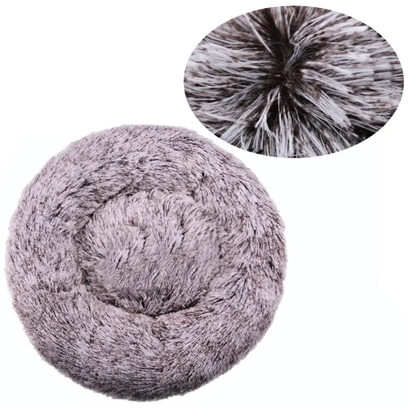 Plush Round Pet Bed for Dogs & Cats