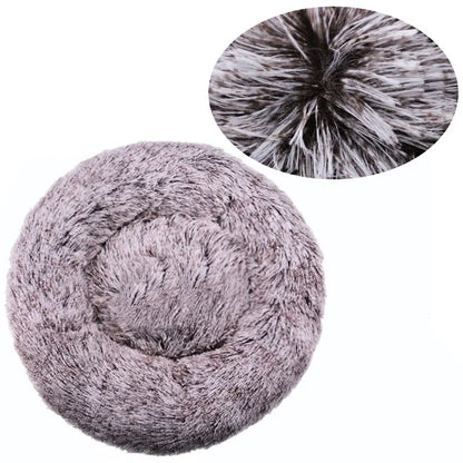 Plush Round Pet Bed for Dogs & Cats