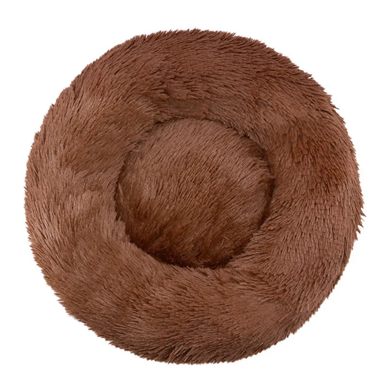 Plush Round Pet Bed for Dogs & Cats