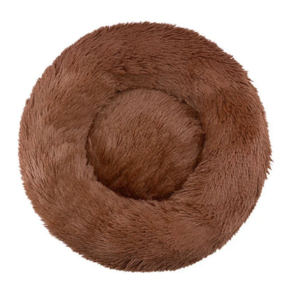 Plush Round Pet Bed for Dogs & Cats