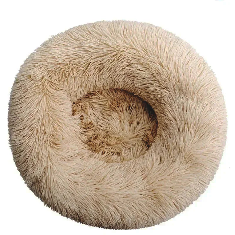Plush Round Pet Bed for Dogs & Cats