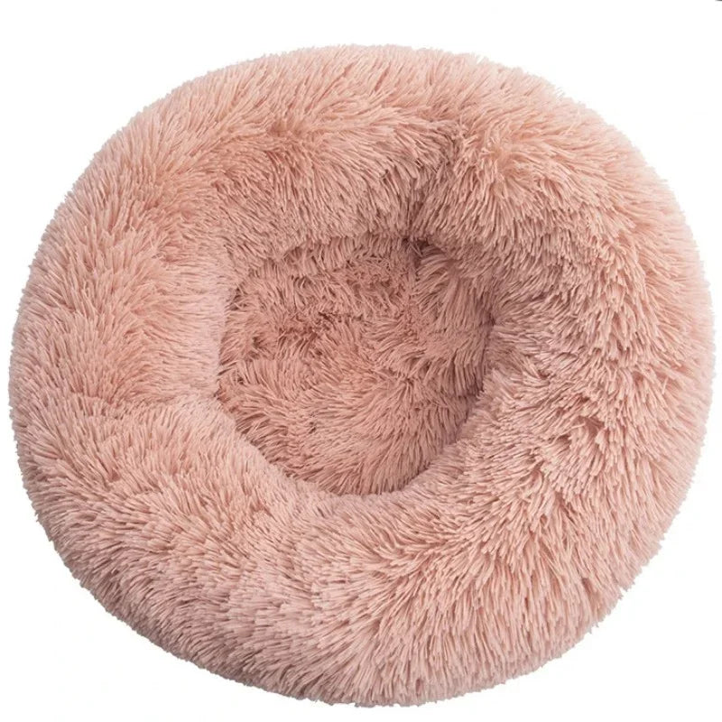 Plush Round Pet Bed for Dogs & Cats