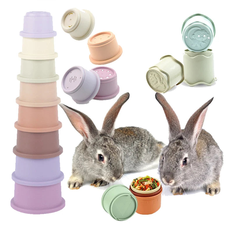 Interactive Stacking Cups Toy for Rabbits & Small Pets