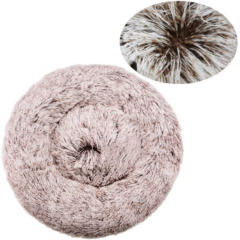 Plush Round Pet Bed for Dogs & Cats