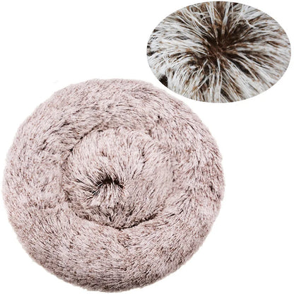 Plush Round Pet Bed for Dogs & Cats