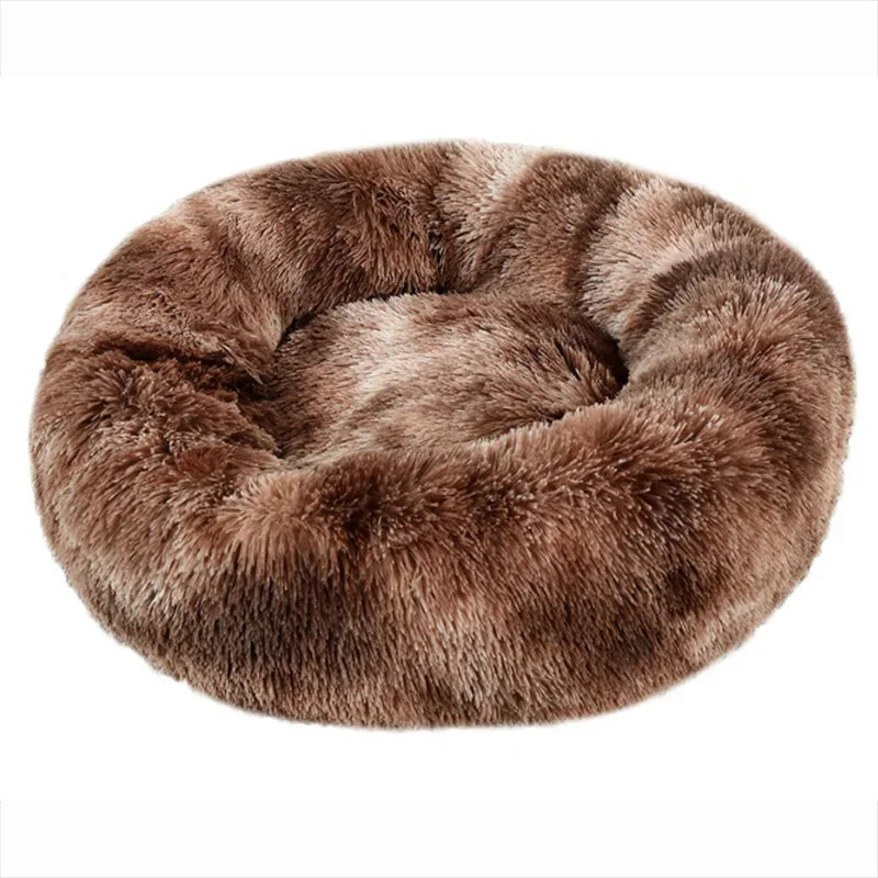 Plush Round Pet Bed for Dogs & Cats