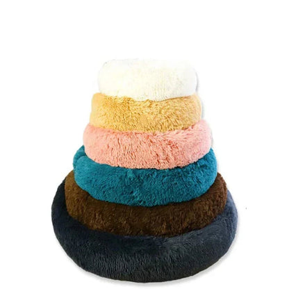 Plush Round Pet Bed for Dogs & Cats