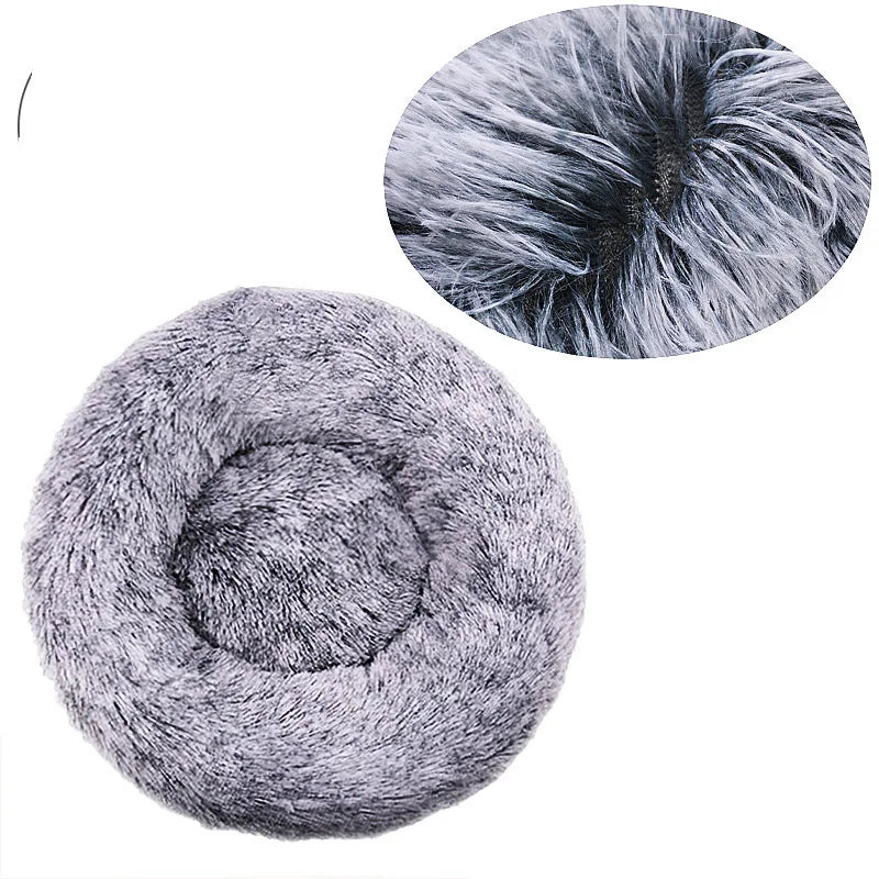 Plush Round Pet Bed for Dogs & Cats