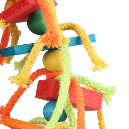 Wood & Cotton Rope Parrot Toy for Small Birds