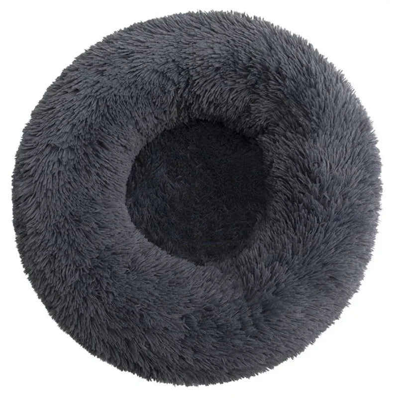 Plush Round Pet Bed for Dogs & Cats