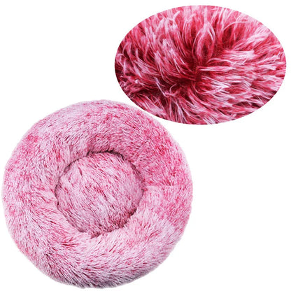 Plush Round Pet Bed for Dogs & Cats